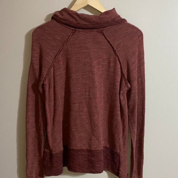 Burgundy Free People lightweight long sleeve top - Picture 3 of 5